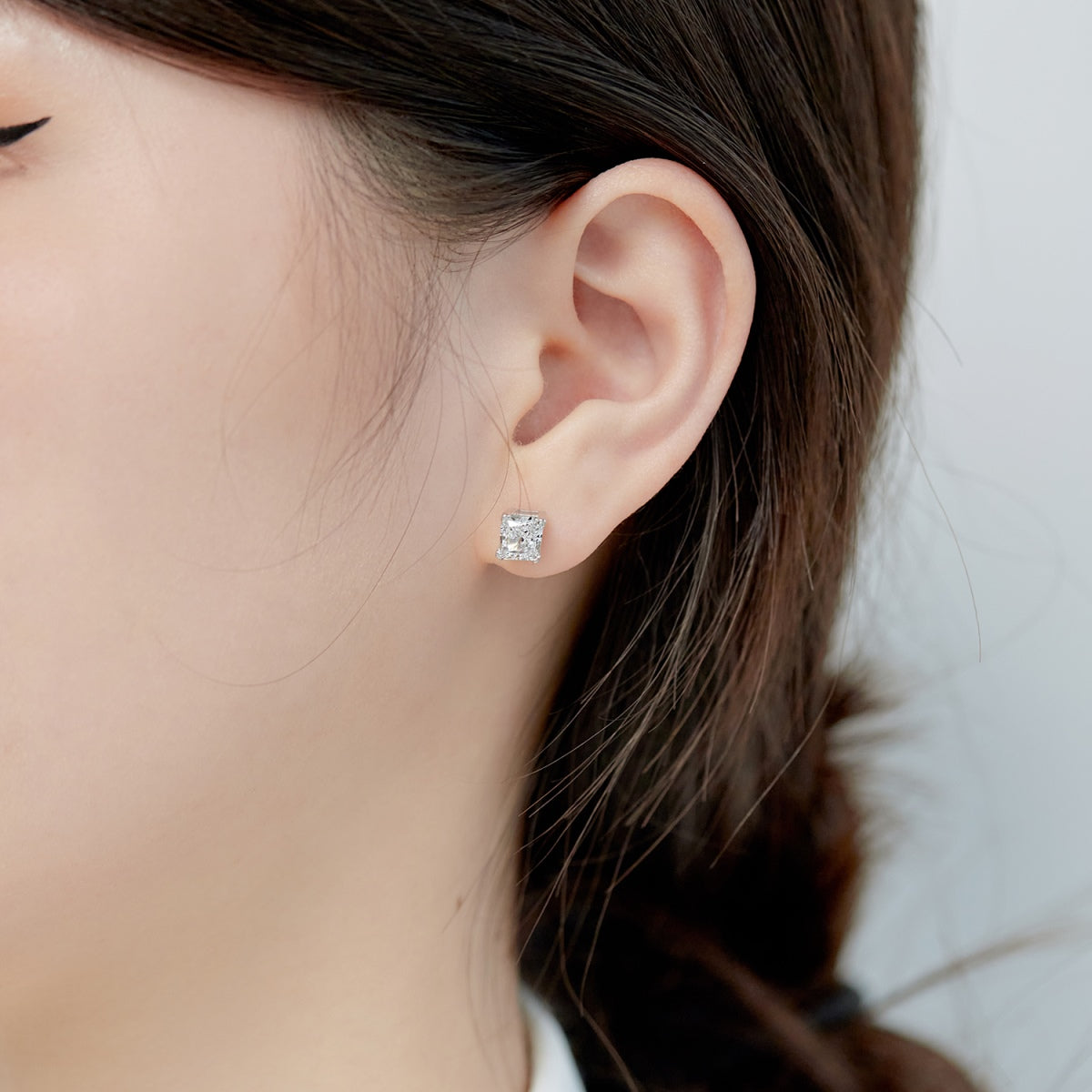 [Regalia jewelry]1.0 Carat Radiant Princess Cut Wedding Earrings
