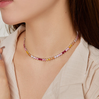 [Joyas Regalia] Collar de tenis con corazón brillante y colorido