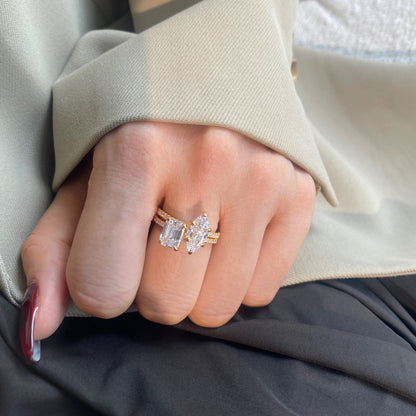 [Joyas Regalia] Anillo de fiesta de 2,0 quilates con corte radiante y ornamentado brillante