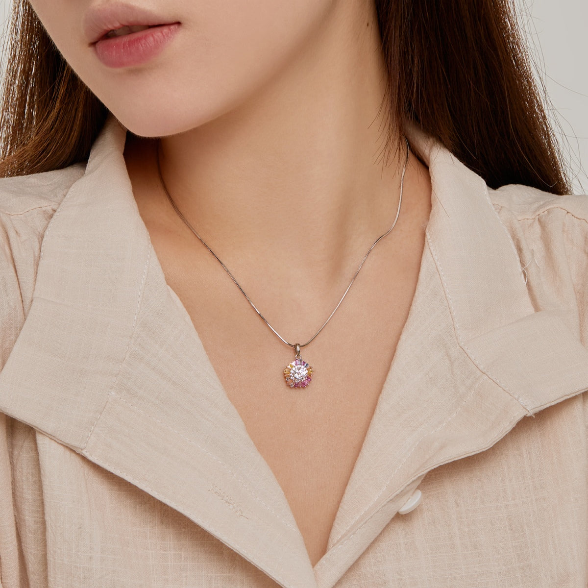 [Regalia jewelry]Charming Flower Colorful Necklace