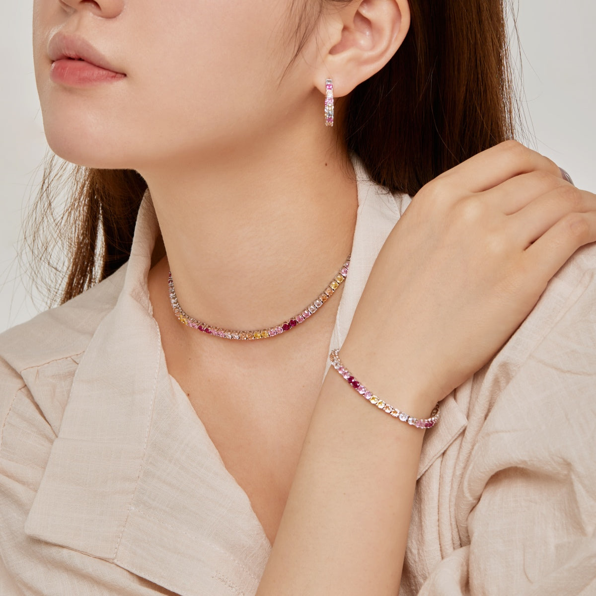 [Regalia jewelry]Delicate Colorful Tennis Necklace