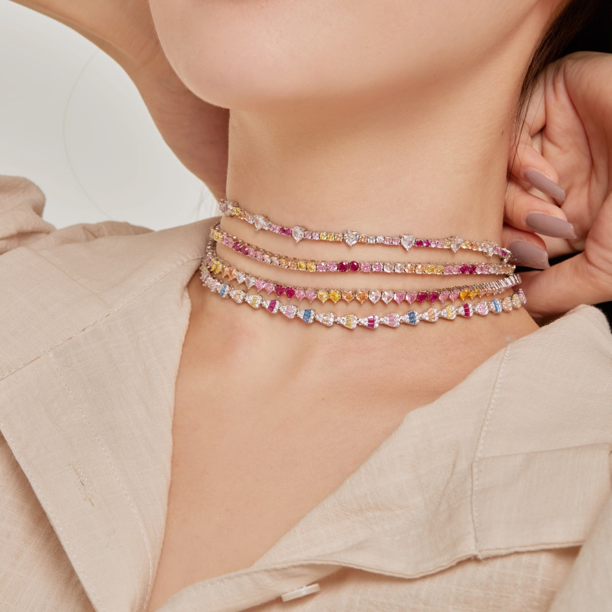 [Regalia jewelry]Delicate Colorful Tennis Necklace