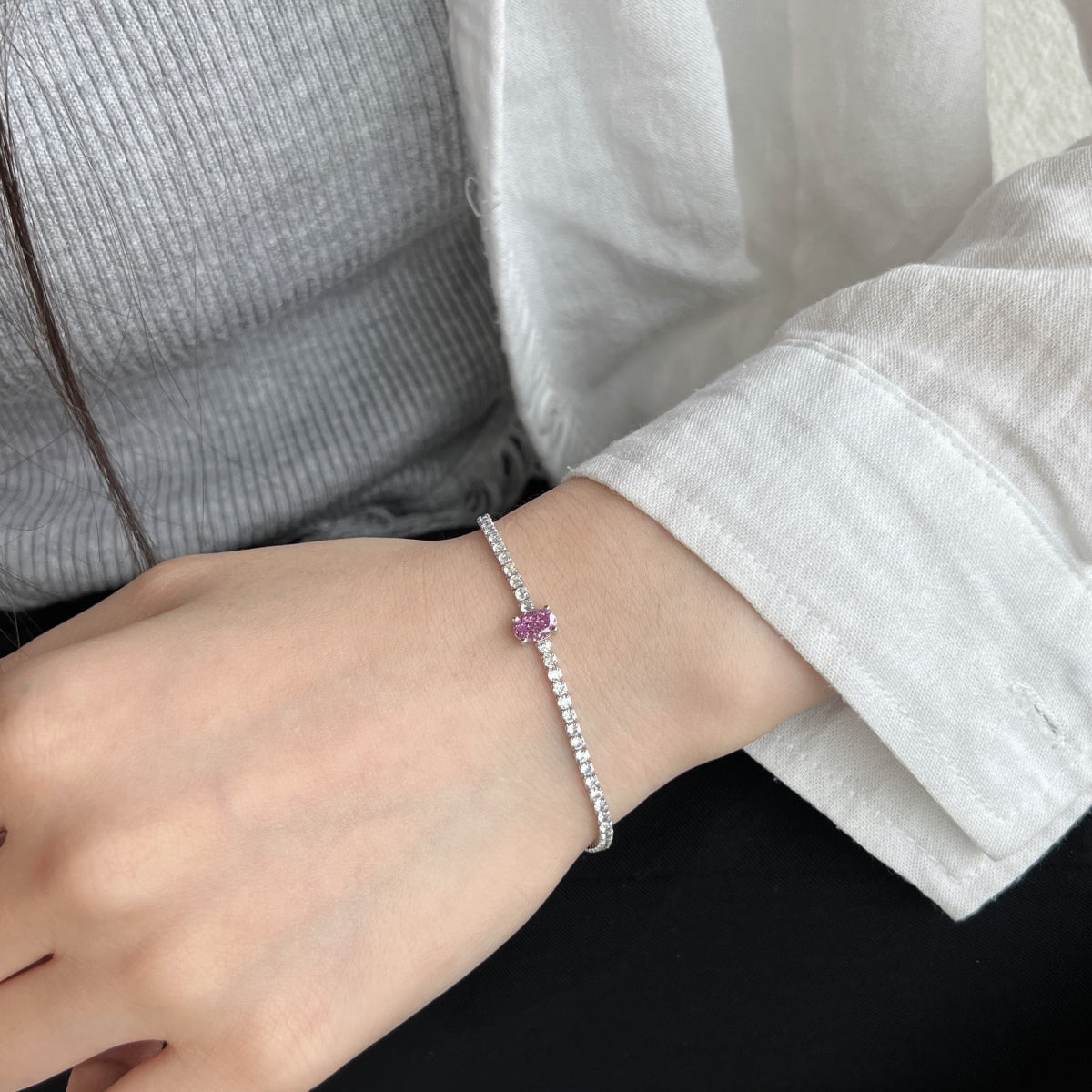 [Bijoux Regalia] Bracelet quotidien exquis taille ovale de 0,75 carat