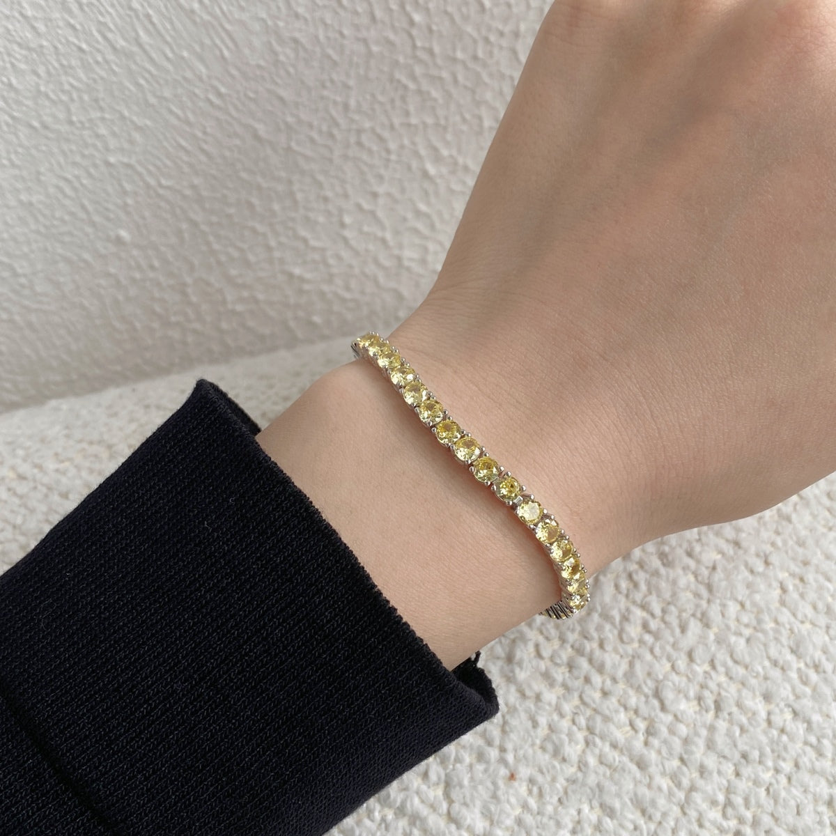 [Bijoux Regalia] Bracelet tennis rond éblouissant et orné