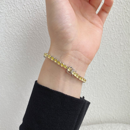 [Bijoux Regalia] Bracelet tennis rond éblouissant et orné