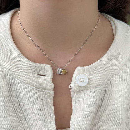 [Regalia jewelry]Dazzling Square & Heart Shape Necklace