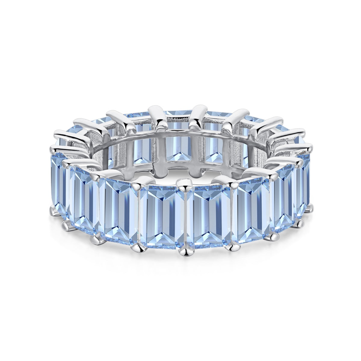 [Joyas Regalia] Elegante anillo de tenis de talla esmeralda de 0,75 quilates