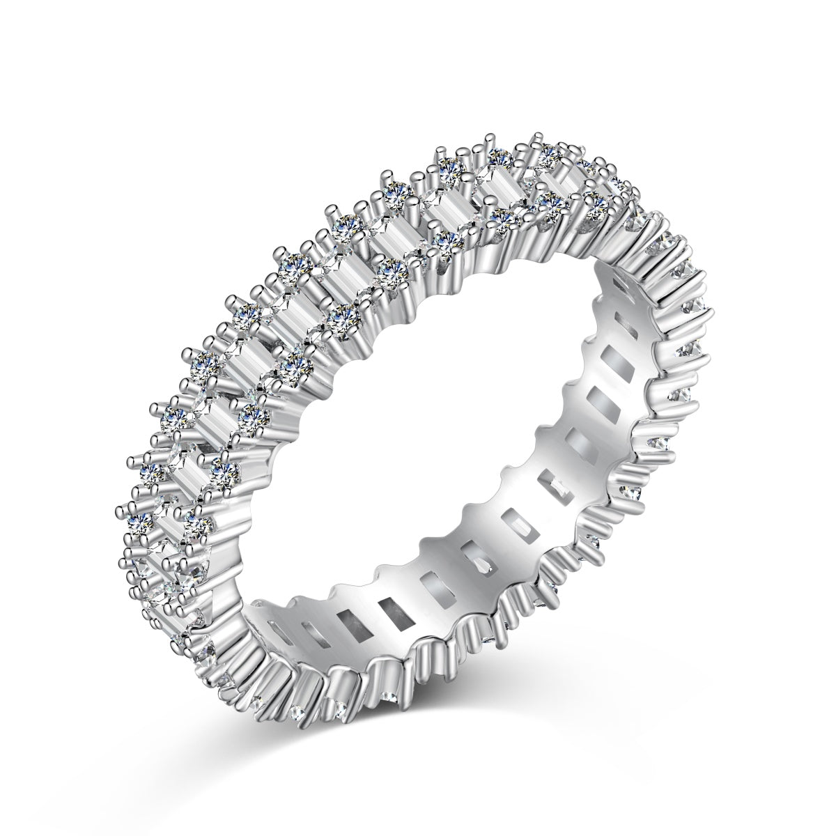 [Joyas Regalia] Anillo de cóctel con corte esmeralda adornado y llamativo