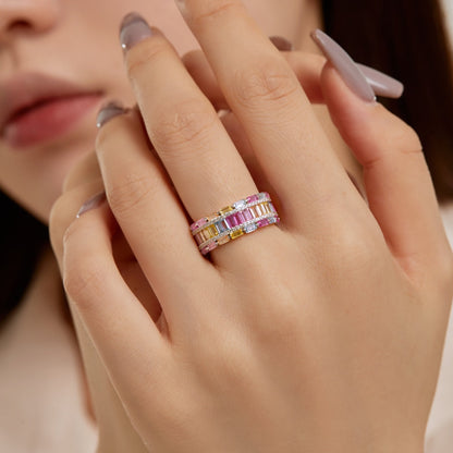 [Joyas Regalia] Anillo de fiesta de corte radiante y colorido deslumbrante