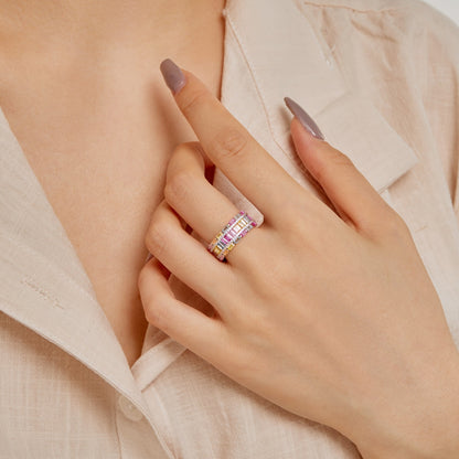 [Joyas Regalia] Anillo de fiesta de corte radiante y colorido deslumbrante