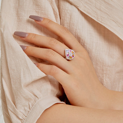 [Joyas Regalia] Elegante anillo de banquete con forma de gota de agua de colores