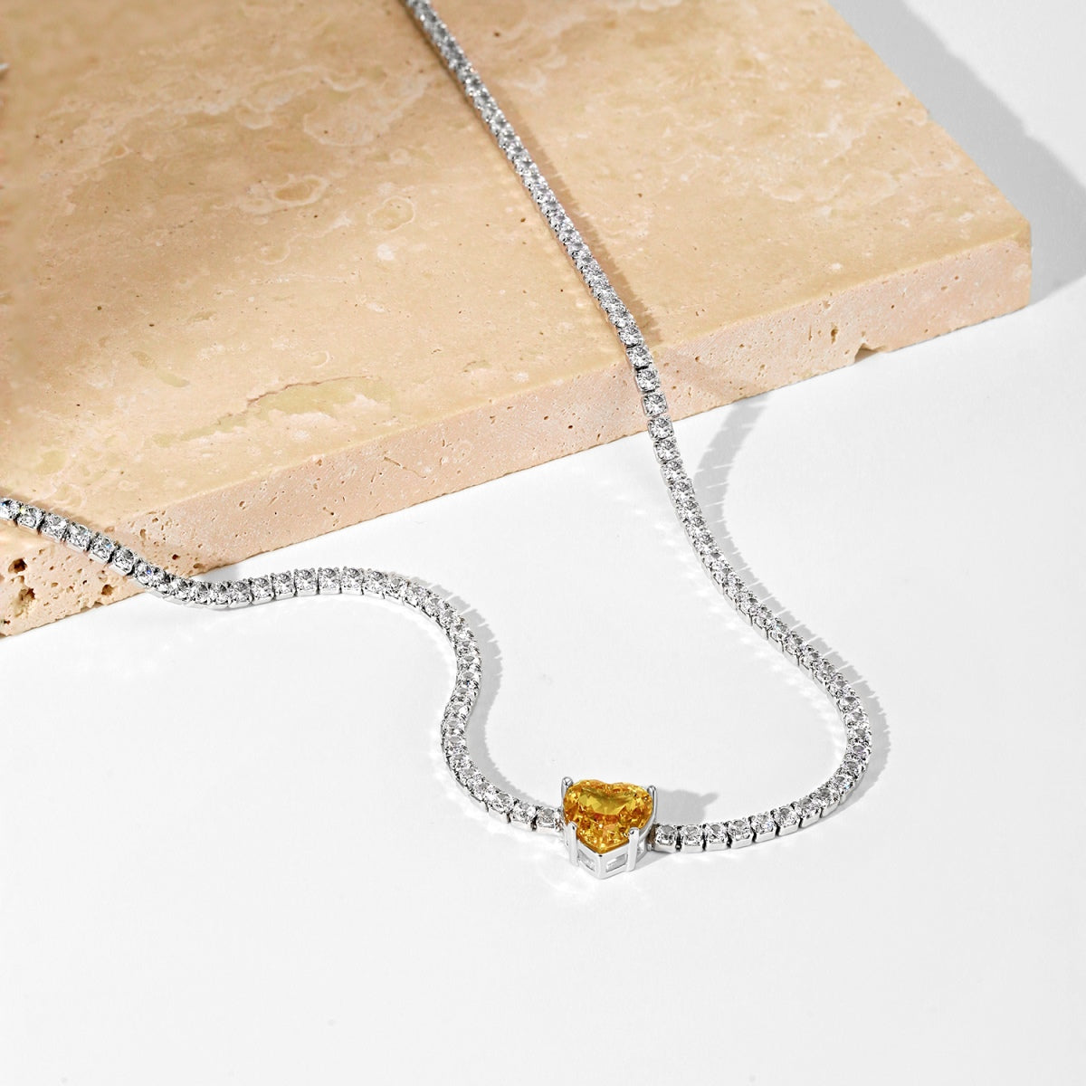 [Regalia jewelry]2.0 Carat Sparkling Tennis Heart Cut Necklace