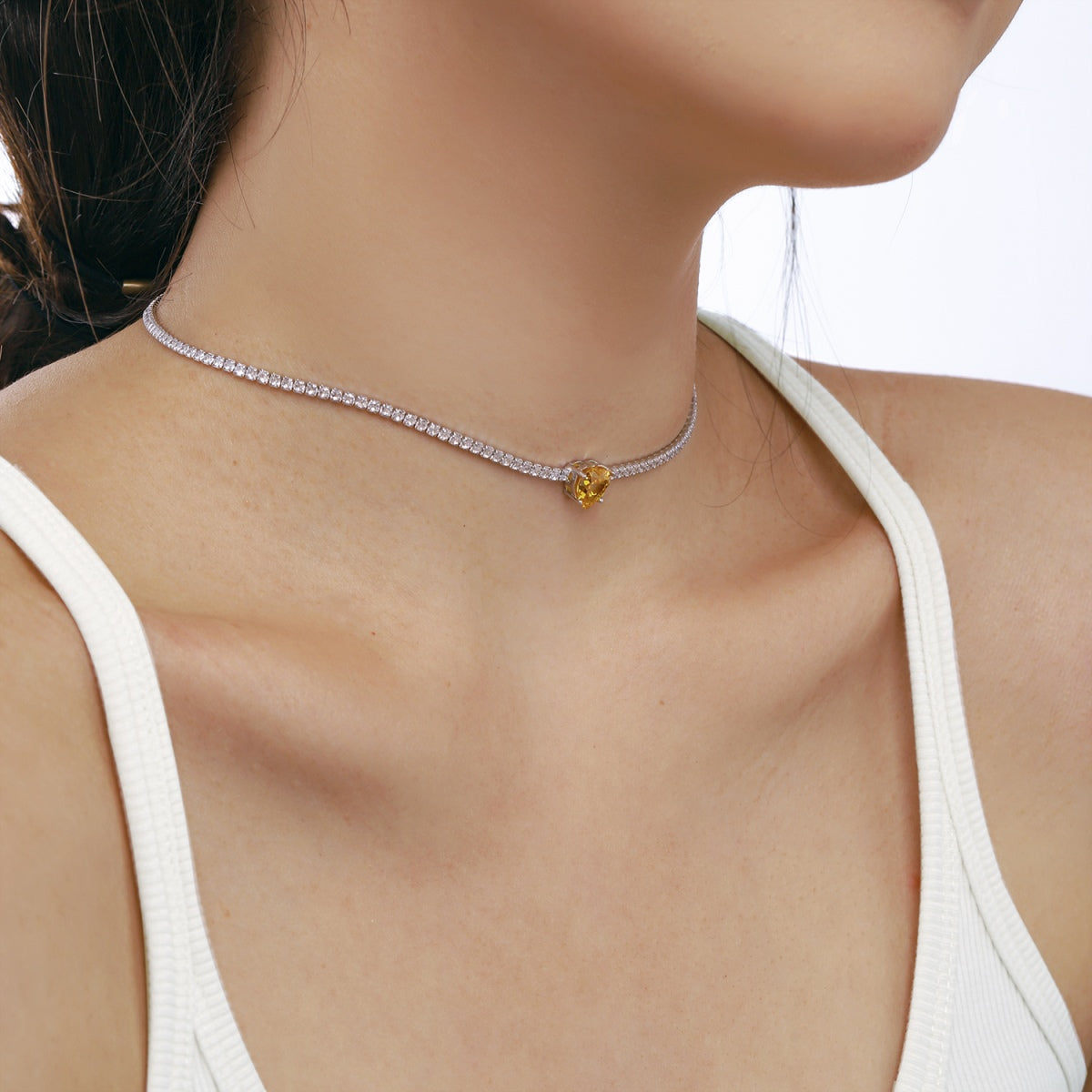 [Regalia jewelry]2.0 Carat Sparkling Tennis Heart Cut Necklace