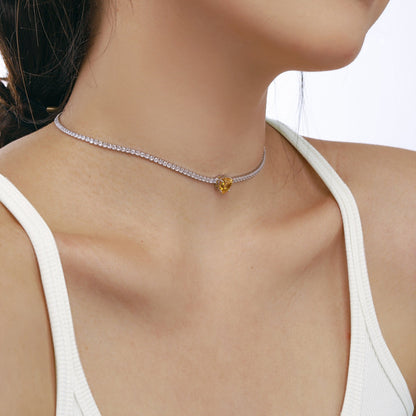 [Regalia jewelry]2.0 Carat Sparkling Tennis Heart Cut Necklace