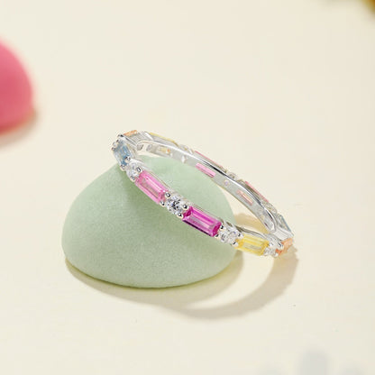 [Joyas Regalia] Anillo diario elegante con corte radiante y vibrante en tonos vibrantes