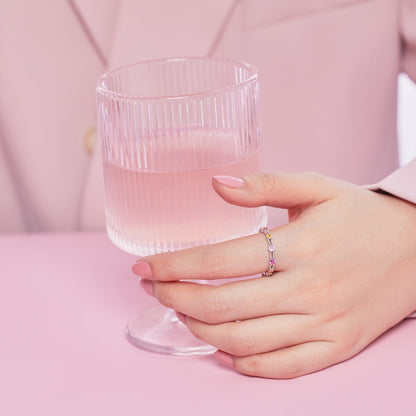 [Joyas Regalia] Anillo de tenis de corte redondo brillante y colorido