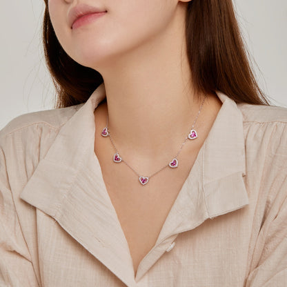 [Joyas Regalia]Collar de cinco corazones brillantes