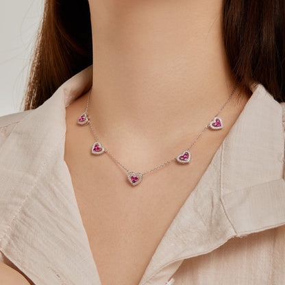 [Joyas Regalia]Collar de cinco corazones brillantes