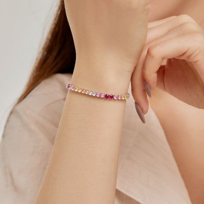 [Bijoux Regalia] Bracelet tennis rond coloré et éclatant