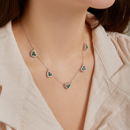 [Joyas Regalia]Collar de cinco corazones brillantes