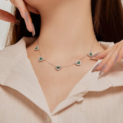 [Joyas Regalia]Collar de cinco corazones brillantes