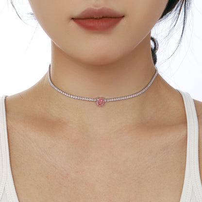 [Regalia jewelry]2.0 Carat Sparkling Tennis Heart Cut Necklace