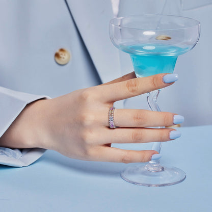 [Joyas Regalia] Anillo de cóctel con corte esmeralda adornado y llamativo