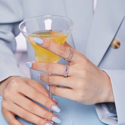 [Joyas Regalia] Anillo de cóctel con corte esmeralda adornado y llamativo