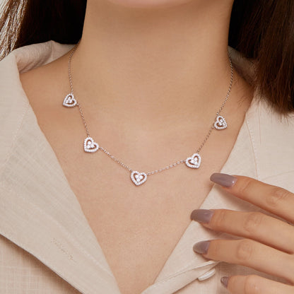 [Joyas Regalia]Collar de cinco corazones brillantes