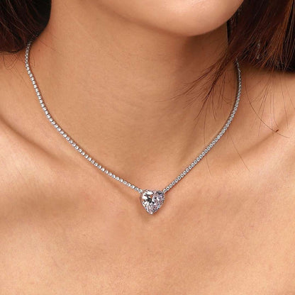 [Regalia jewelry]8.0 Carat Versatile Colorful Sweet Heart-Shaped Tennis Necklace