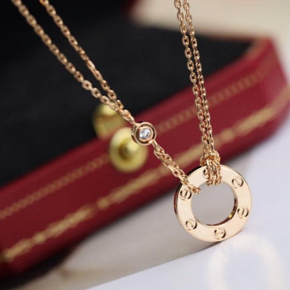 [Joyas Regalia] COLLAR AMOR AJUSTABLE ORO ROSA 2 DIAMANTES 