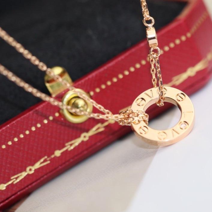 [Joyas Regalia] COLLAR AMOR AJUSTABLE ORO ROSA 2 DIAMANTES 