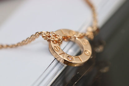 [Joyas Regalia] COLLAR AMOR AJUSTABLE ORO ROSA 2 DIAMANTES 