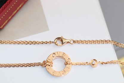[Joyas Regalia] COLLAR AMOR AJUSTABLE ORO ROSA 2 DIAMANTES 