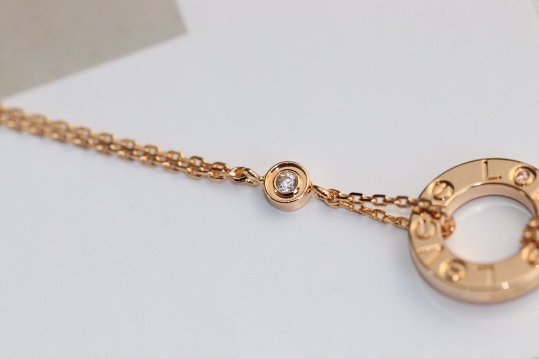 [Joyas Regalia] COLLAR AMOR AJUSTABLE ORO ROSA 2 DIAMANTES 