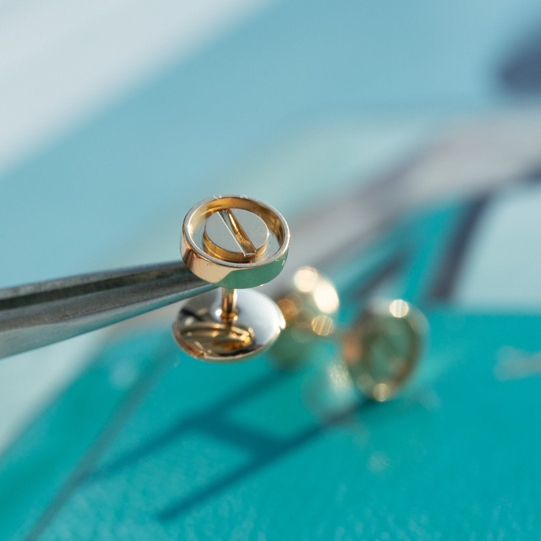[Joyas Regalia]PENDIENTES LOVE ORO ROSA 10MM