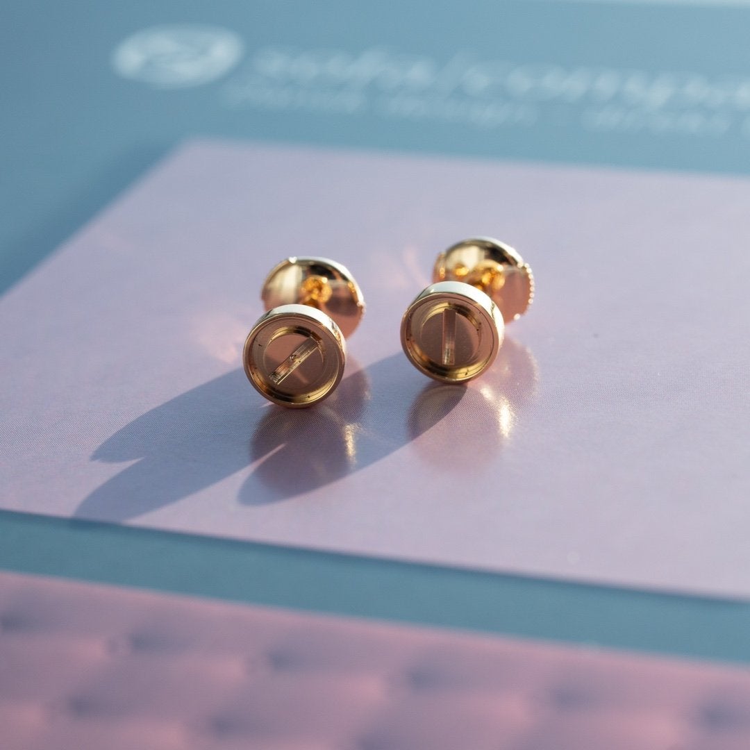 [Joyas Regalia]PENDIENTES LOVE ORO ROSA 10MM