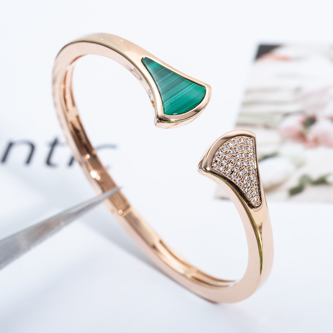 [Joyas Regalia]PULSE DREAM ABIERTA MALAQUITA ORO ROSA