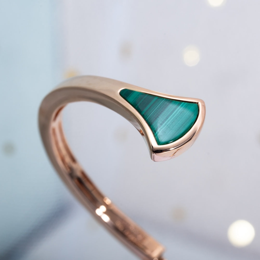 [Joyas Regalia]PULSE DREAM ABIERTA MALAQUITA ORO ROSA