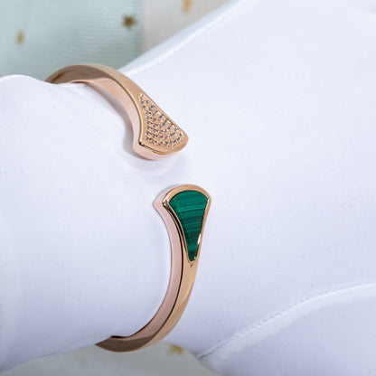 [Joyas Regalia]PULSE DREAM ABIERTA MALAQUITA ORO ROSA