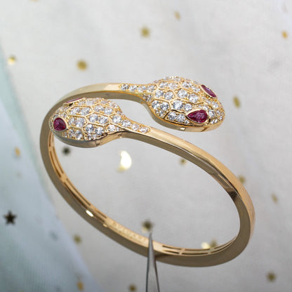 [Joyas Regalia]Pulsera Serpenti de oro rosa con diamantes y doble serpiente
