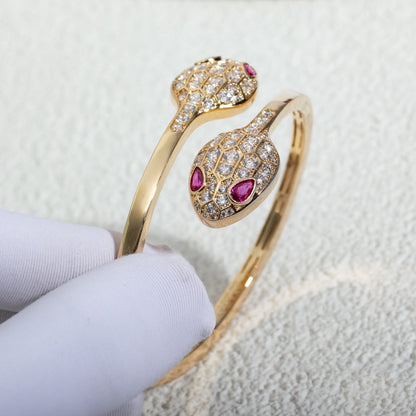 [Joyas Regalia]Pulsera Serpenti de oro rosa con diamantes y doble serpiente