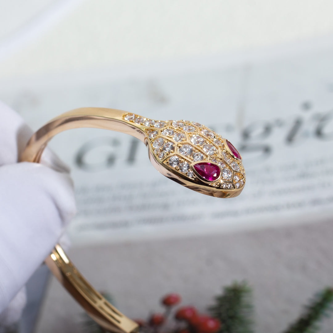 [Joyas Regalia]Pulsera Serpenti de oro rosa con diamantes y doble serpiente