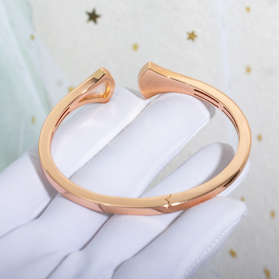 [Joyas Regalia] PULSERA DE ENSUEÑO ABIERTA DE ORO ROSA CON DIAMANTE