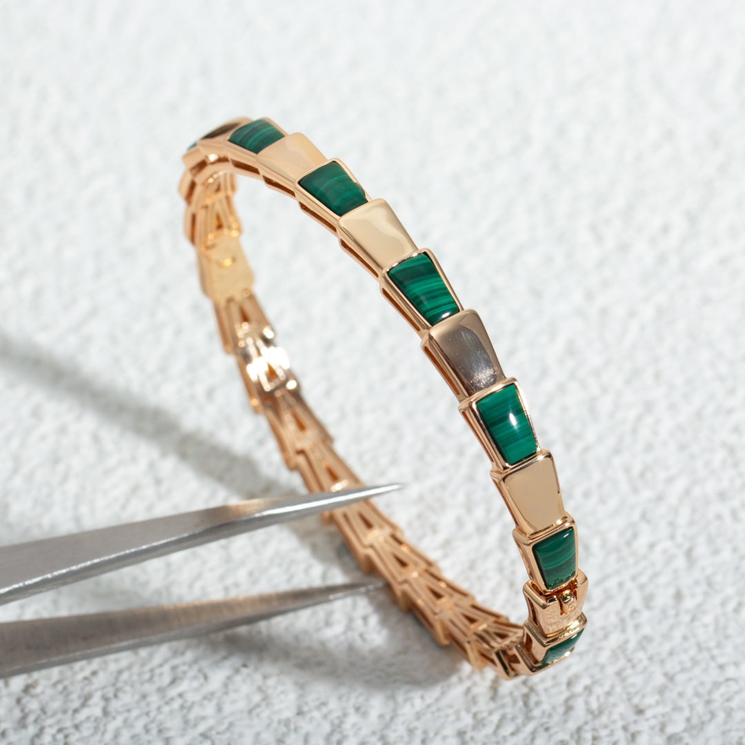 [Joyas Regalia]Pulsera Serpenti Oro Rosa Malaquita 