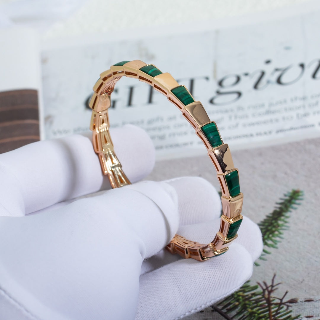 [Joyas Regalia]Pulsera Serpenti Oro Rosa Malaquita 