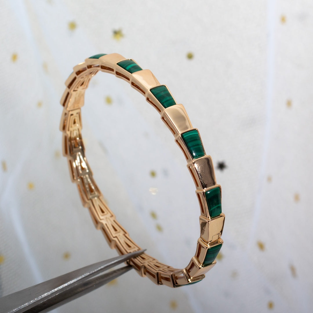 [Joyas Regalia]Pulsera Serpenti Oro Rosa Malaquita 