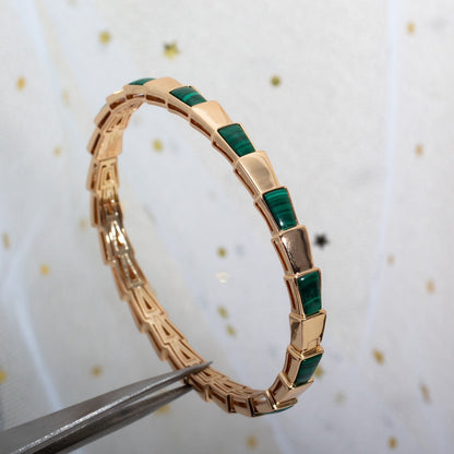 [Joyas Regalia]Pulsera Serpenti Oro Rosa Malaquita 