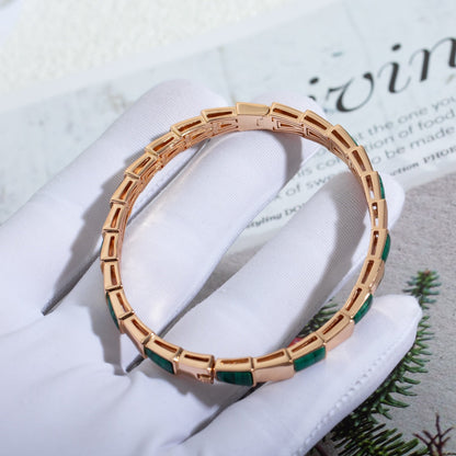 [Joyas Regalia]Pulsera Serpenti Oro Rosa Malaquita 