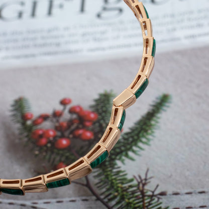 [Joyas Regalia]Pulsera Serpenti Oro Rosa Malaquita 